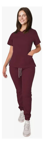 Uniforme Medico Quirúrgico Antifluidos Para Dama Pijama Dama Vino Xl