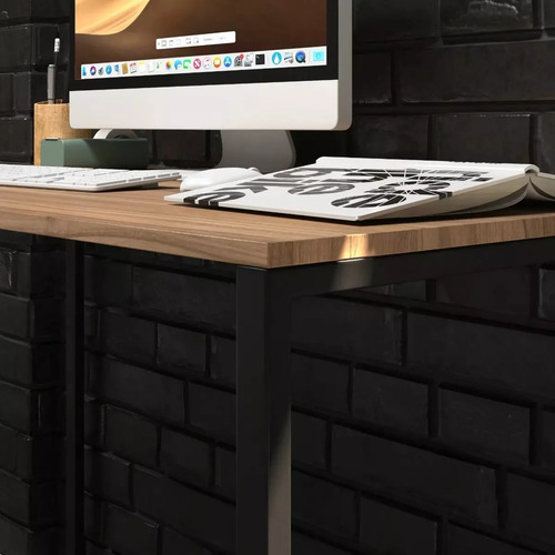 Mesa de escritorio industrial para oficina de 150 x 60 cm con hoja de color retro con negro