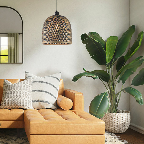 Lámpara Colgante Campana De Bambú E27 Ø350x350mm