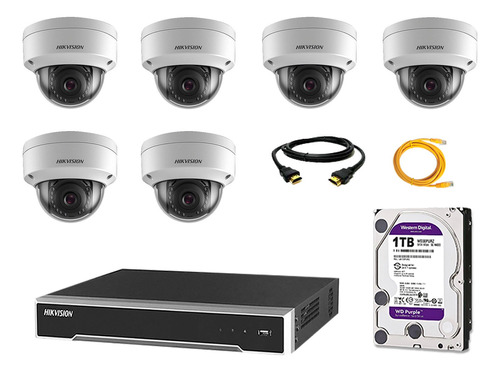 Camara Seguridad Ip Poe Interior Kit 6 Hikvision Disco 1tb