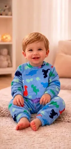 Conjunto Pijama Fleece Peluciado Bebê Inverno (P ao 3)