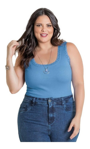 Blusa Regata Feminina Plus Size Canelada Varias Cores