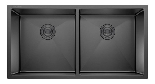 Pileta Cocina Bacha Fregadero Acero Doble Negra Hausar 83x44