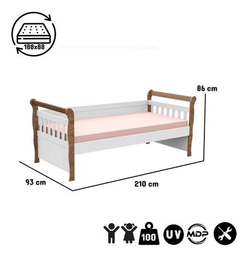 Cama Infantil Cuja Julia Blanco Y Blanco Caramelo - Kidscool