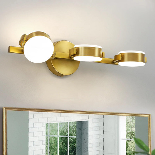 Linour Luces De Baño Sobre Espejo: Oro Cepillado 3 Luces Led