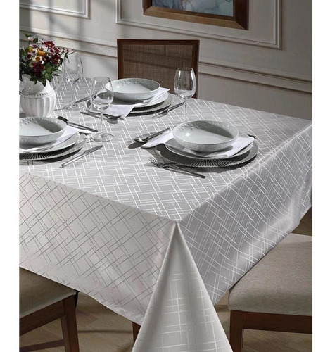 Toalha De Mesa Prata 1,40m X 1,40m Quadrada Requinte Dohler