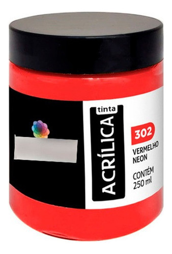 Tinta Acrílica Para Tela Cores Neon Daiara 250 Ml Cor Vermelho Neon 302