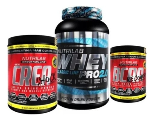 Proteina Whey Pro 2, Creatina Shock Y Bcaa Recovery Nutrilab