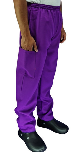 Pantalón Cargo De Resorte Completo Multiusos Unisex Morado