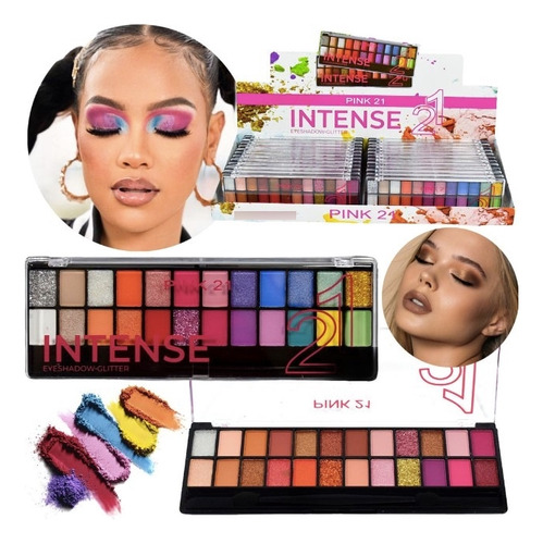 Paleta De Sombras +glitter Intense 21 Pink21 Original Mixta 