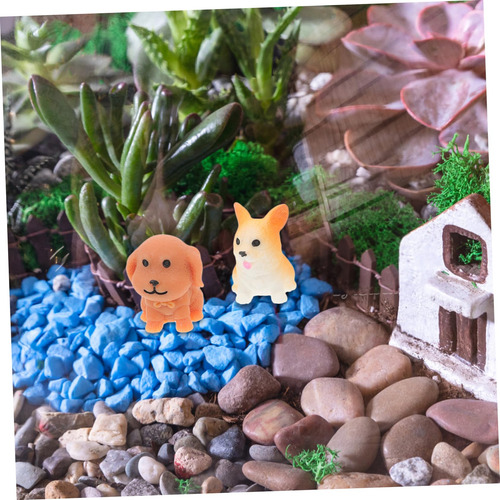 12 Piezas Perrito Paisaje Estatua De Perro En Miniatura