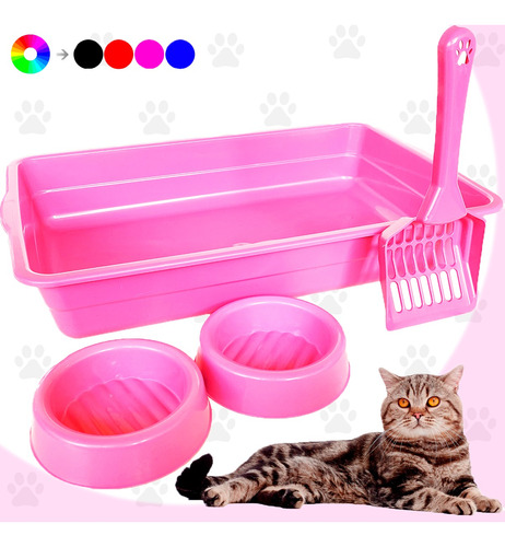 Kit 3 Peças Bandeja Higiênica Para Areia Banheiro De Gatos 