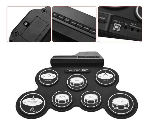 Set De Batería Electrónica Usb Digital Compacto Enrollable