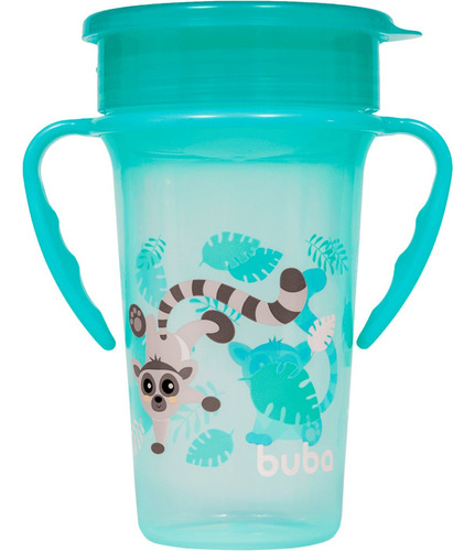 2 Copos Criança Iantil 360 Buba Com Alça Rápida Cor Azul/lemure