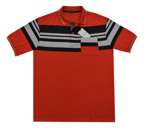 Camisa Listrada Masc Gola Polo Casual Camiseta Polo C Bolso