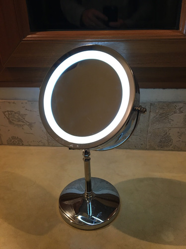 Imagen 3 de 9 de Espejo De Pie Iluminación Led Aumento 10x 1x Reversible 360