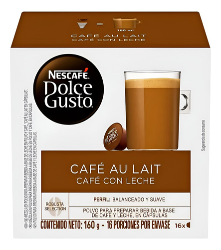 Cápsulas Dolce Gusto Café Con Leche X1 Caja 