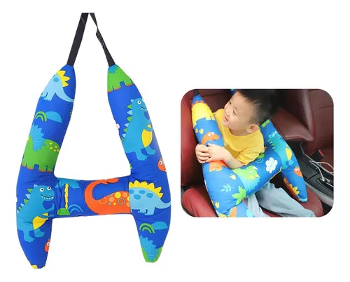 Car Back Seat Travel Pillow Cushion Soft For Blue Dinosaur