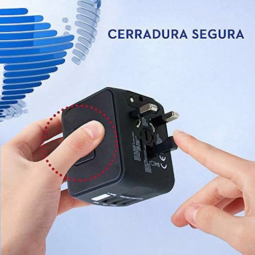 Enchufe Adaptador De Viaje Universal Todo En Uno Negro