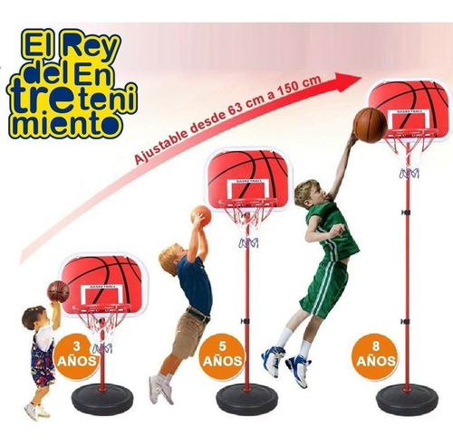 Imagen 2 de 7 de Tablero Aro Basketball + Base + Red+ Pelota +inflador El Rey