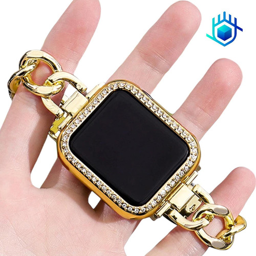 Imagen 5 de 10 de Funda Para Apple Watch Diamantes Premium + Mica Dama Mujer