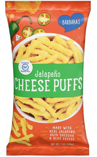 Barbaras Jalapeño Cheese Puffs, Sin Gluten, Queso Real Envej