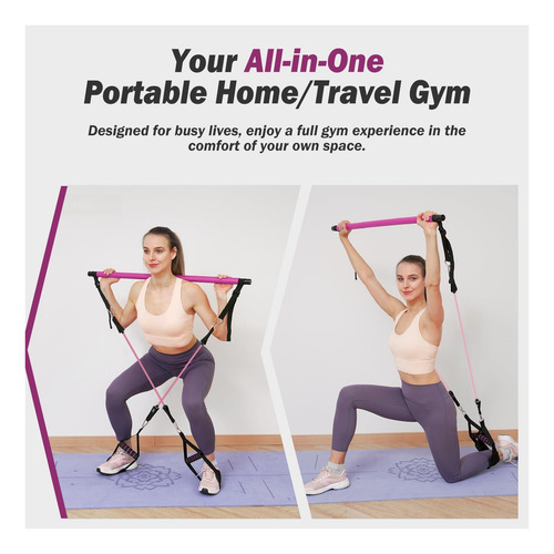 Kit De Bar De Pilates A Lo Largo Con Bandas De Resistencia,