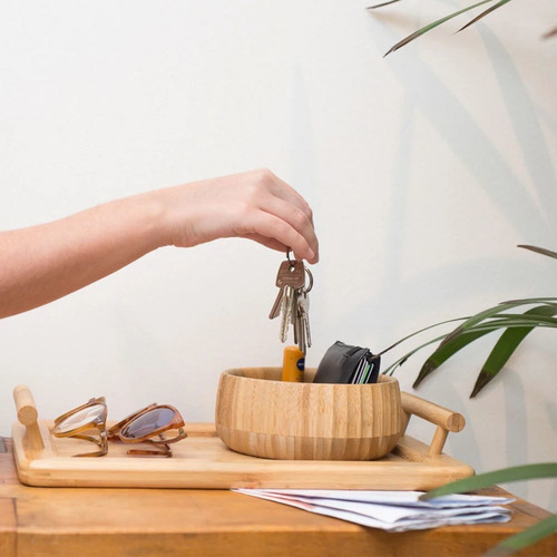 Bandeja Haüskraft Bambu Com Alça Pequena