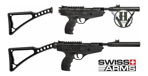 Pistola De Aire Swiss Arms Convertible Carabina M Fire 4.5mm