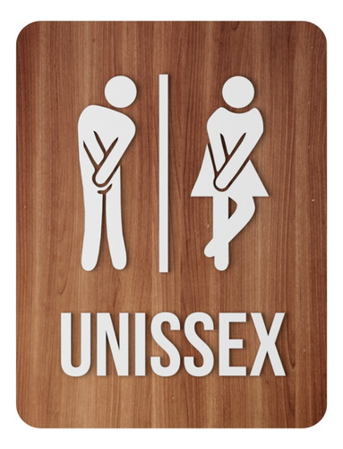 Placa Sinalização Banheiro Restaurante Mdf Unissex Masc/fem