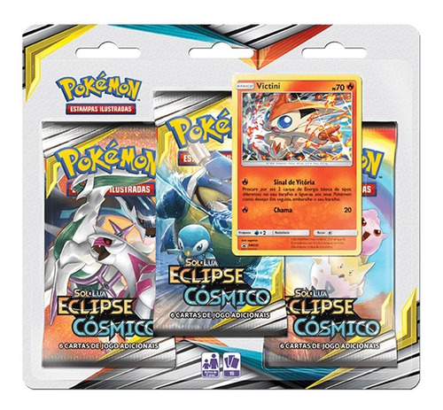 Card Game Pokémon Tcg Sol E Lua Blister Triplo Victini