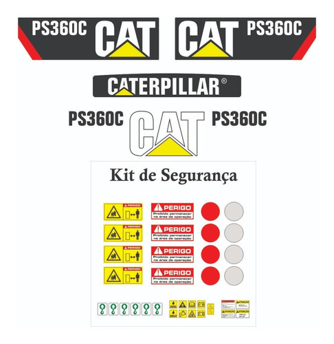 Kit Adesivos Completo Caterpillar Ps360c P/ Máquinas Pesadas Cor Preto