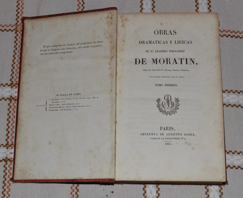 Moratin - Obras Dramaticas Y Liricas - Tomo Primero (1825)