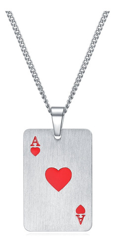 Collar Carta De Póker Acero Inoxidable Para Hombres