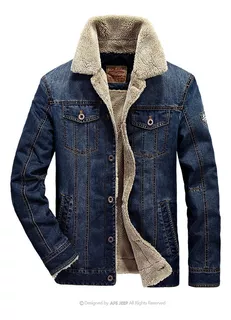 Jaqueta Jeans De Inverno Masculina Com Forro De Lã
