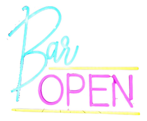 Letrero Led Neon Bar Open Abierto Ancho 35cm Luminoso