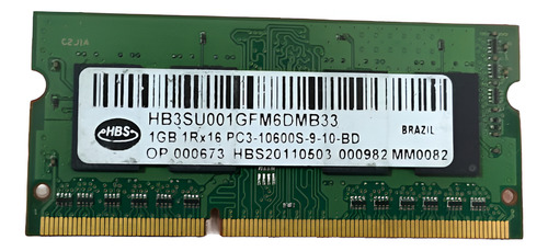 Memória Hbs 1gb Ddr3 1333mhz Pc3-10600s Notebook (cx) (Usado)