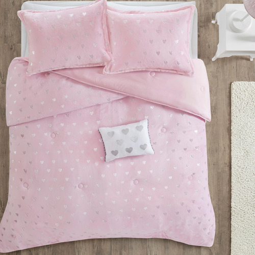 Edredón De Microfibra Suave Estampado Corazones Hipoalergéni