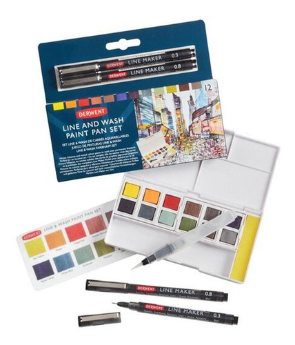 Estojo Aquarela Pastilha Line And Wash Set Derwent