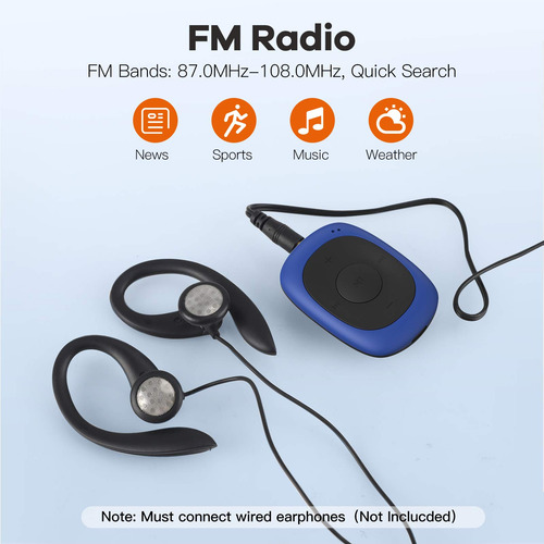 Reproductor De Mp3 Agptek 64 Gb Con Clip Y Fm Shuffle Color