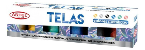 Estuche Pintura Telas 6 Colores Metálicos 15ml. Artel Color Blanco