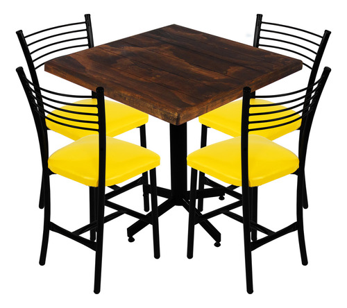 Comedor Para Restaurante Bar Mesa Cafetería Jardín Exterior Color Amarillo Diseño De La Tela De Las Sillas Liso
