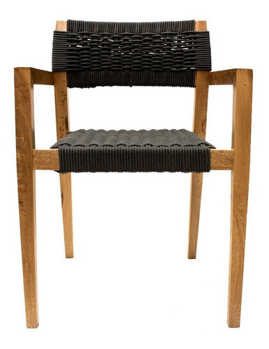 Silla Artesanal Madera Cuerda Morelia By Promobel Color de la estructura de la silla Natural Color del asiento Negro Diseño de la tela No aplica