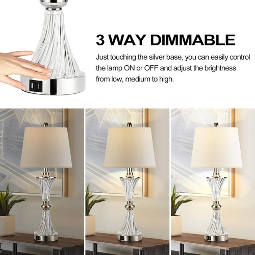 Lámpara De Mesa Con Control Táctil Para Dormitorios, 3 Vías,