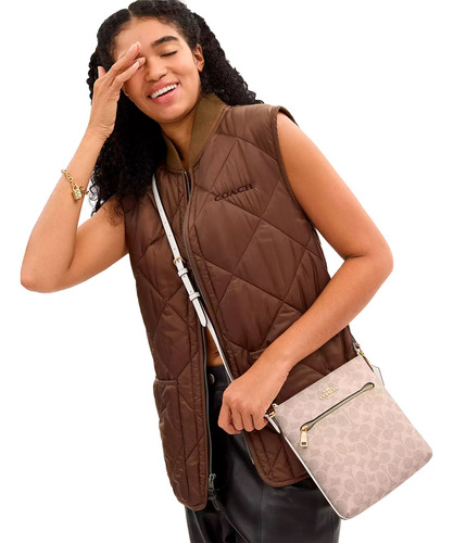Bolsa Coach Para Dama Cuero Mini Rowan File Ce871 Original Sand Lisa Caqui (Reacondicionado)