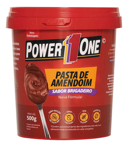 Pasta de Amendoim Brigadeiro Proteico Power 1 One Pote 500g