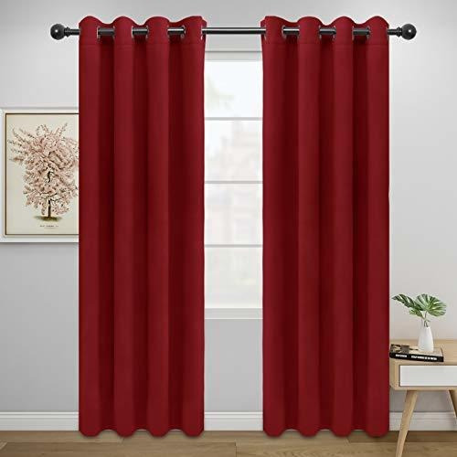 Cortinas Easy-going Color Rojo Con Ojales Elegantes Suaves