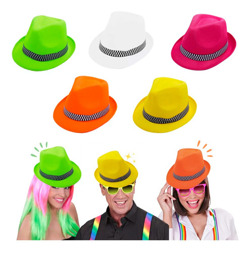 Sombrero Gorro Tanguero Fluo Cotillon Carioca Fiesta Sha01