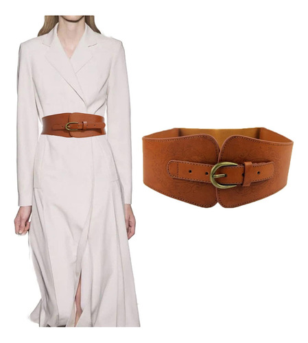 Awocan Mujer Cuero Pu Elástico Elástico Corsé Cinch Belt Pri