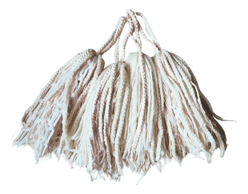 Set 4 Borlas Decorativas Lana Hilo Marfil Beige Trencillas